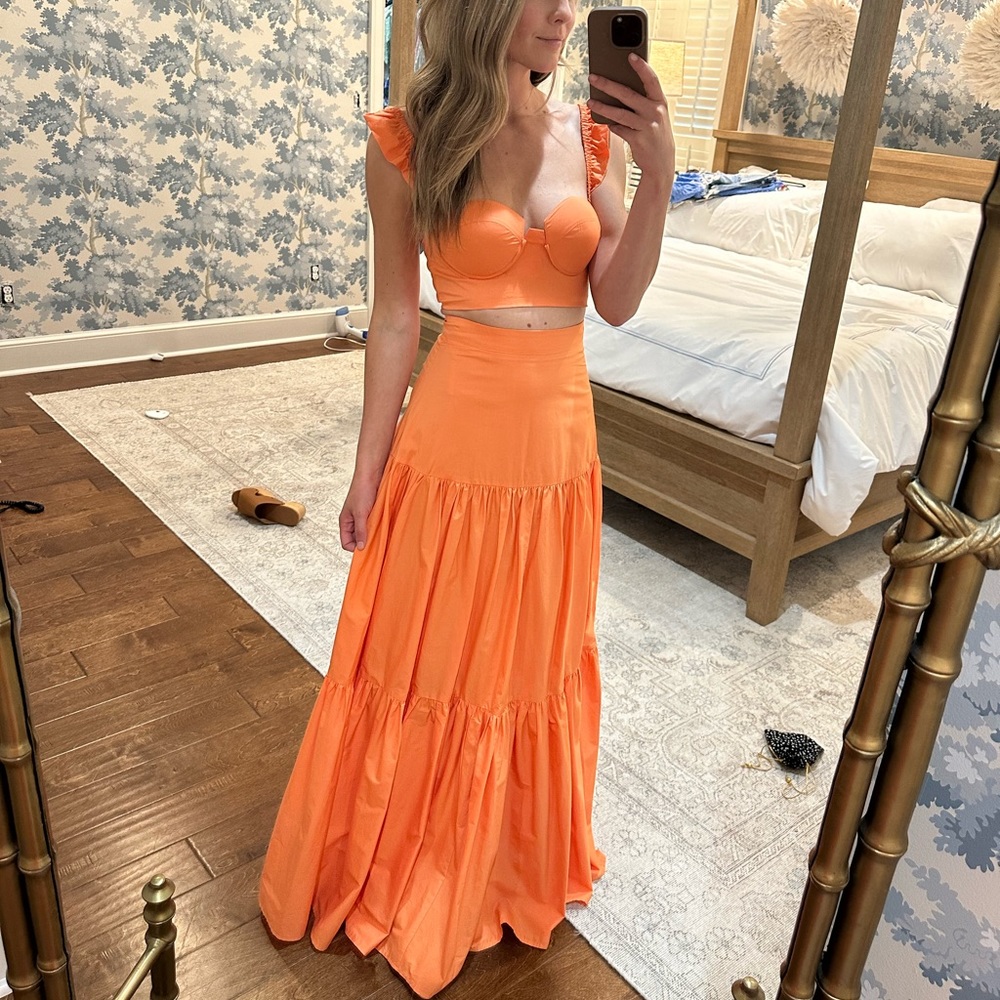 Alamour Orange Skirt & Top Set